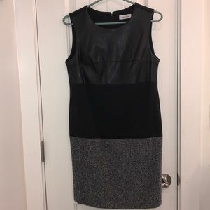 Calvin Klein Leather and tweed dress